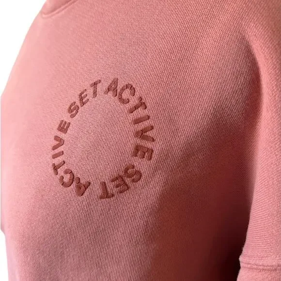 Set Active Crewneck Cotton Sweatshirt in Dusty Rose Size Small - Picture 2 of 7